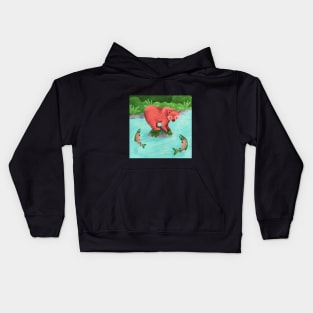 Bear fishing for salmon in the Great Bear Rainforest Kids Hoodie